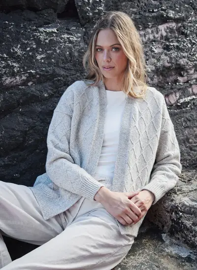 Cashmere Open Diamond Cardigan